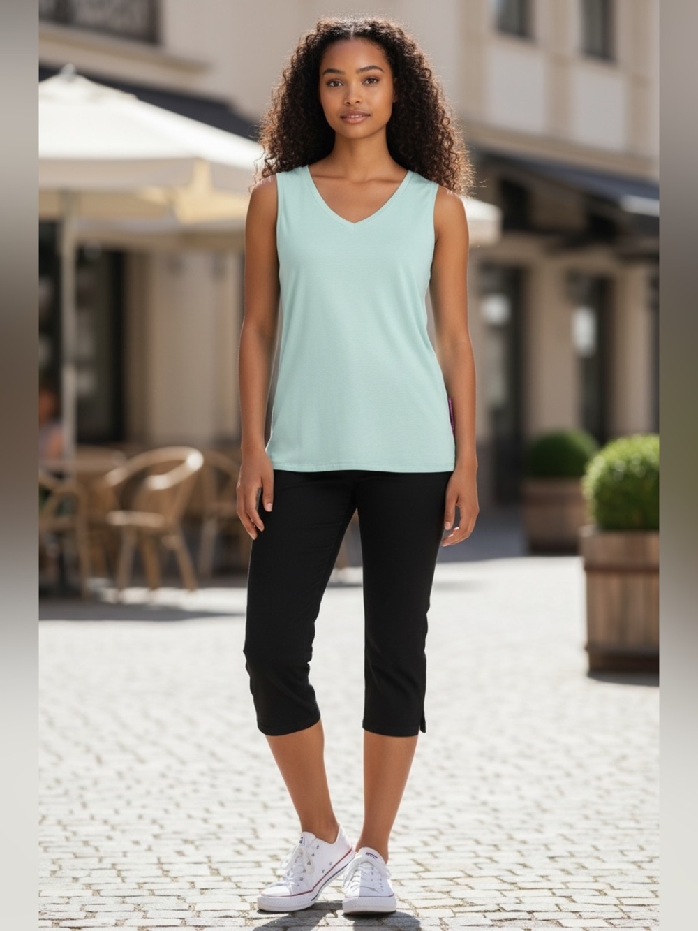Pink Muchacha, Bamboo Rayon V-Neck Tank Top, XXL, Mint Green, Made in Québec